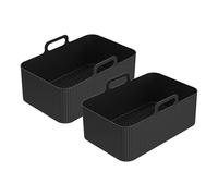 1/2 pezzi riutilizzabile friggitrice ad aria vassoio in silicone piatto doppio 2 cestelli teglia da forno pentola piastra fodera accessori doppia friggitrice ad aria, compatibile for Ninja(2pcs black)