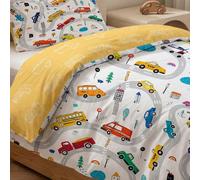 1/2 pezzi Set biancheria da letto a tema auto per bambini, stampa reversibile (1 federa stampata su un lato + 1 copripiumino stampato su entrambi i lati), adatto per asilo/nido d'infanzia, copripiumin