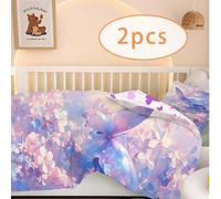 1/2 pezzi Set copripiumino per culla con stampa farfalla - Set biancheria da letto morbida per neonati con design floreale per decorazione cameretta neonato, design a stampa doppia faccia per camera d