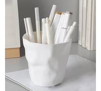 1/2 Pezzi Set Creativo Portapenne Bianco Puro Progettato Per Studio Di Cartoleria, Contenitore Per Conservazione Di Trucchi O Come Cestino Per La Carta Policloruri di vinile
