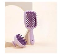 1/2 pezzi set pettine for massaggio del cuoio capelluto pettine scavato shampoo spazzola for massaggio for bottiglia spray for lavaggio dei capelli da bagno(2pcs set Purple)