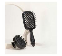 1/2 pezzi set pettine for massaggio del cuoio capelluto pettine scavato shampoo spazzola for massaggio for bottiglia spray for lavaggio dei capelli da bagno(2pcs set Black)
