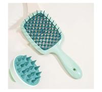 1/2 pezzi set pettine for massaggio del cuoio capelluto pettine scavato shampoo spazzola for massaggio for bottiglia spray for lavaggio dei capelli da bagno(2pcs set Green)
