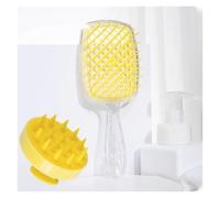 1/2 pezzi set pettine for massaggio del cuoio capelluto pettine scavato shampoo spazzola for massaggio for bottiglia spray for lavaggio dei capelli da bagno(2pcs set ClearYellow)
