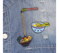 1/2 pezzi Spilla pendente a forma di ciotola di ramen con faccia sorridente a cartoni animati, accessorio carino e unico, design creativo, scelta divertente per un piccolo regalo Tagli Unica,XZ1168,XZ