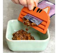 1/2 pezzi Spremitore di cibo per gatti - Dispenser di cibo per animali domestici in plastica resistente con base antiscivolo, coperchio facile da aprire e funzionamento a un tocco - Senza assemblaggio