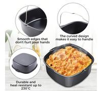 1/2 pezzi Stampo per torta da friggitrice ad aria da 7/9 pollici, secchio per torta in acciaio al carbonio antiaderente, cestello da forno a rilascio facile, adatto per pizza, muffin e torte, compatib