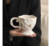 1/2 pezzi Tazza in ceramica creativa dipinta a mano con orso carino e papillon - Tazza per caffè personalizzata con colore sotto smalto - Tazza per tè freddo - Regalo ideale per Natale e per la fidanz