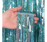 1/2 pezzi Tende a frange di paillettes e lamina tende di lamina scintillante per photobooth di feste, decorazioni per festa di nascità e sirena, colore azzurro chiaro 1 pz,2 pezzistampa dappertuttoPol