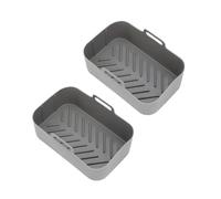 1/2 Pezzi Vassoio In Silicone Riutilizzabile For Friggitrice Ad Aria, Compatibile Con Ninja, Doppio Cestello Teglia Da Forno Pentola Piatto Fodera Friggitrice Ad Aria Accessori(Grey 2pc)