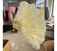 1/2 pezzi Ventaglio di piume di struzzo color champagne per 13 grandi ventagli pieghevoli da tenere in mano, 100 cm, 130 cm, per artigianato, carnevale, matrimonio, palcoscenico