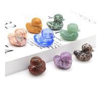 1.2" Pietra naturale Statua di anatra carina Reiki Scultura di cristallo Guarigione Fiaba creativa Divertimento Decorazione domestica Ornamento regalo artigianale ( Color : Mix Random Stones , Size :
