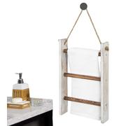 1/2 portasciugamani - Supporto per asciugamani, scala in legno a 3 livelli, organizer per asciugamani da fattoria, ampie applicazioni in legno per asciugamani da bagno