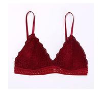 1 / 2 PZ. Donne Bralette Bralette stile francese in pizzo reggiseno ragazze triangolo tazza lingerie profondo v biancheria intima wireless morbido sottile reggiseno senza soluzione di continuità(1red)