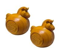 1/2 pz Statua del cavallo dello zodiaco cinese, Feng Shui FU Horse Figurine in legno intagliato per portare buona fortuna 2026 Anno nuovo Statua del cavallo dello zodiaco Decorazioni per la casa