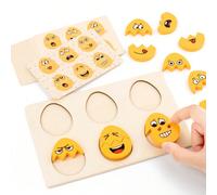 1/2 Set Giocattolo Puzzle Espressione Uovo Divertente, Gioco di Abbinamento Espressioni, Giocattolo Educativo in Legno per lo Sviluppo dell'Intelligenza 1 set - Uovo che cambia faccia,2 set - Uova che