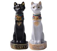 1/2 statua di gatto - Figurina da collezione Egitto Bastet, statuetta egiziana da collezione statue di animali | Statua nera della dea del gatto felino, decorazione per la casa e il giardino