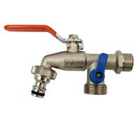 1/2" x 3/4" x 3/4" Inch BSP Rubinetto esterno rubinetto a doppio