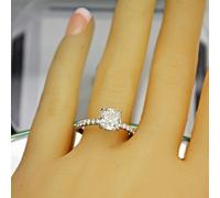 1.20 KT Centro Cuscino Taglio Diamante / GIA Certificato - Anello Eternity Pave'