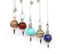 1-20 pendoli di labradorite al quarzo rosa naturale per divinazione radiestesia, perline rotonde in pietra di cristallo, pendenti a cono di cristallo, pendoli regalo gioielli ZoCzkgzd (colore