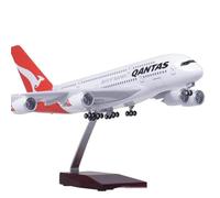 1 200 36.5 CM Per QANTAS Compagnia Aerea A380 Modello di Aereo Con Luce A LED E Ruota Diecast Set da gioco per hobby in miniatura