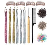 1.200 Extension Per Capelli Glitterate, Set Di Strumenti Per Extension Per Capelli Da 156 Pezzi, Parrucche Glitterate, Extension Per Capelli Fatati, Kit Per Intrecciare I Capelli