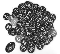 1-200 targhe incise, 200 pezzi numerati tag in plastica, portachiavi alveare etichette identificative con foro senza anelli portachiavi (nero)