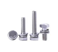 1/20pcs M3 M4 M5 M6 M8 M10 M12 304 Stainless Steel External Hex Hexagon Head Screw Flat Washer Spring Gasket Assemble Bolt(12mm,20pcs M3)