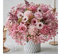 1-22 pezzi Rose di seta artificiali, margherite, fiore di baby's breath, profumo di soffione, adatto per matrimoni, decorazioni per feste in casa, centrotavola, San Valentino, regali, compleanni, ceri