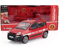 Bburago Fiat Nuova Panda Vigili del Fuoco, Modellino Auto in Scala 1/24, Veicolo Pompieri, Rosso