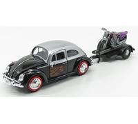 1/24 MOTOR-MAX - VOLKSWAGEN - BEETLE MAGGIOLINO + TRAILER WITH MOTORCYCLE 79675