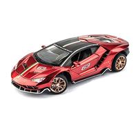 1:24 Per Lamborghini LP770-4 Modello di auto finito in lega pressofusa Tirare indietro il suono e l'auto giocattolo leggera(Rosso)