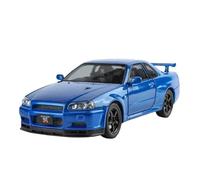 1 24 Per Skyline Ares GTR R34 Fonde Sotto Pressione Lega Metallo Veicoli Corsa Modello Giocattoli Sonori Luminosi Collezioni Macchinine Mini Auto(Blu)