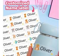 1-240 pezzi Etichette personalizzate con nome, adesivi con testo personalizzato, etichette trasparenti impermeabili e resistenti all'olio con motivi di animali carini, adatte per il ritorno a scuola, 