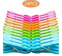1/24Pcs Per Set Mollette in Plastica Colorate da 73Mm e Mollette per Calzini, Mollette Resistenti con Molle, Set di Mollette per Asciugatura all'Aria, Adatte per Vestiti, Asciugamani e Calzini (Colori