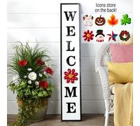 1.2m " Welcome " Veranda Greeter Insegna Con / 9 Pz. Variabili Magnetico Vacanza