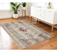 1.2m X 1.8m Avorio e Rosso Floreale Arancione Affliggere Area Tappeto