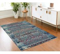 1.2m X 1.8m Blu Rossa E Floreale Arancione Affliggere Area Tappeto