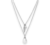 1,2mm Catena Ancora Collier Perla, Ala, Zirconia Di 925 Argento Rodiato