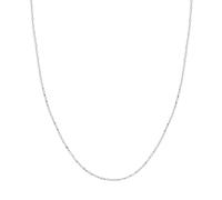 1.2mm Perline Pallina E Barretta Catenina Vero Massiccio 14K Tutti Oro Bianco