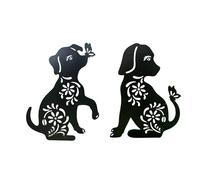 1/2Pcs Cane Pali Giardino Metallo Statua Decori Animali Pali Decorazioni Esterne Nero Hollow Dog Silhouette Scultura Outdoor Art
