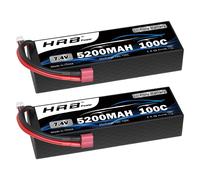 1/2pcs HRB 2S 7.4V 5200mah Lipo Batteria 100C RC Auto Batteria con T Deans Spina Custodia Rigida Batteria per RC Auto Camion Serbatoio 1/10 1/12