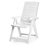 [1, 2Pz] Poltrona in Resina con Schienale Reclinabile Bianco, 60x61x109Cm-YUM019