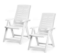 [1, 2Pz] Poltrona in Resina con Schienale Reclinabile Bianco, 60x61x109Cm-YUM019