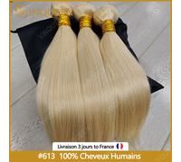 1/3/4 pezzi di capelli biondi umani, extension Remy, morbidi e setosi, senza perdita di capelli, senza nodi, facili da lisciare e tingere, aspetto naturale, consegna rapida in 3 giorni in Francia e
