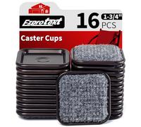 1 3/4" Square Reusable Felt Furniture Caster Cups with Carpet Bottom, Felt Furniture Sliders Floor Protectors Pads to Protect Hardwood, Tile or Laminate Floors from Scratches, Brown/Gray (16 Pack)