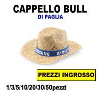 1/3/5/10/20 CAPPELLO DI PAGLIA SOMBRERO BULL AMERICANO COWBOY TORO MARE ESTATE