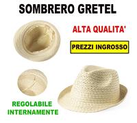 1/3/5/10/20 CAPPELLO SOMBRERO REGOLABILE ALL'INTERNO SINTETICO EFFETTO PAGLIA GR