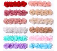 1/3/5/12 pezzi Fasce per capelli con fiori in chiffon per bambini, adatte per uso quotidiano Tagli UnicaPoliammide