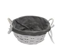 1/3/5 Cestini Vimini Rotondo 23x23x10/14cm per Oggetti Pane Fodera Stoffa Bianco